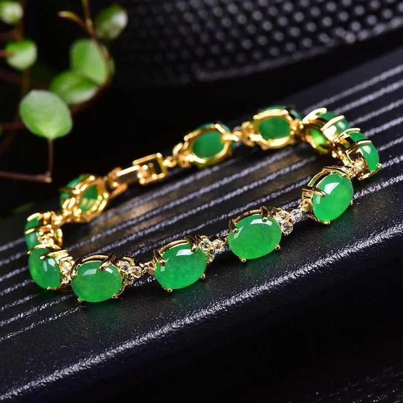 Jewelry & Watches Spółka Z Ograniczoną Odpowiedzialnością Sp Z Oo - Naturalny zielony jadeitowy agat miłość bransoletka