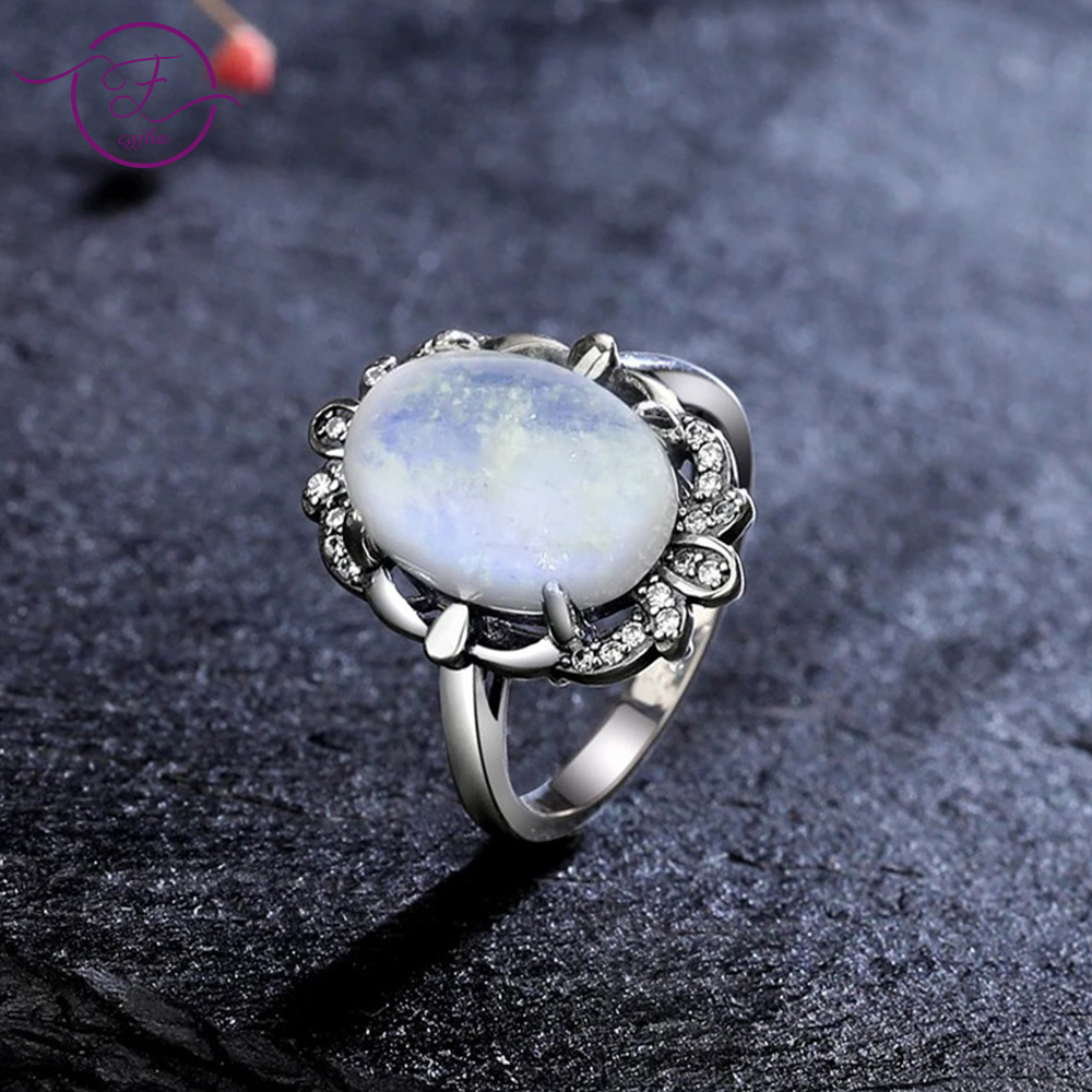 Turquoise Stone Ring - Pierścionki z kamieniem księżycowym w stylu