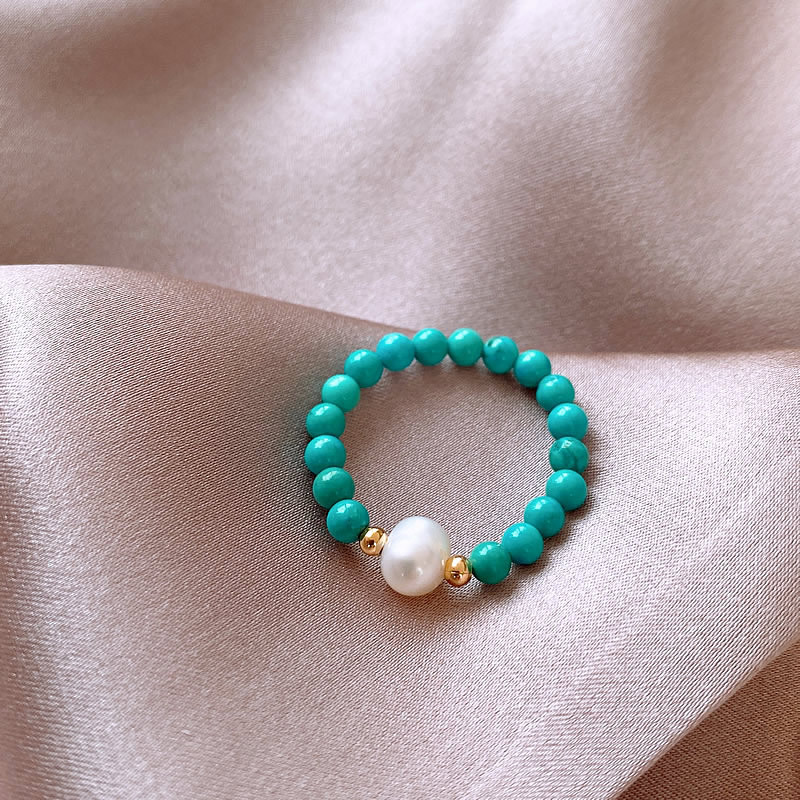 Turquoise Stone Ring - New Arrival modna naturalna perła słodkowodna