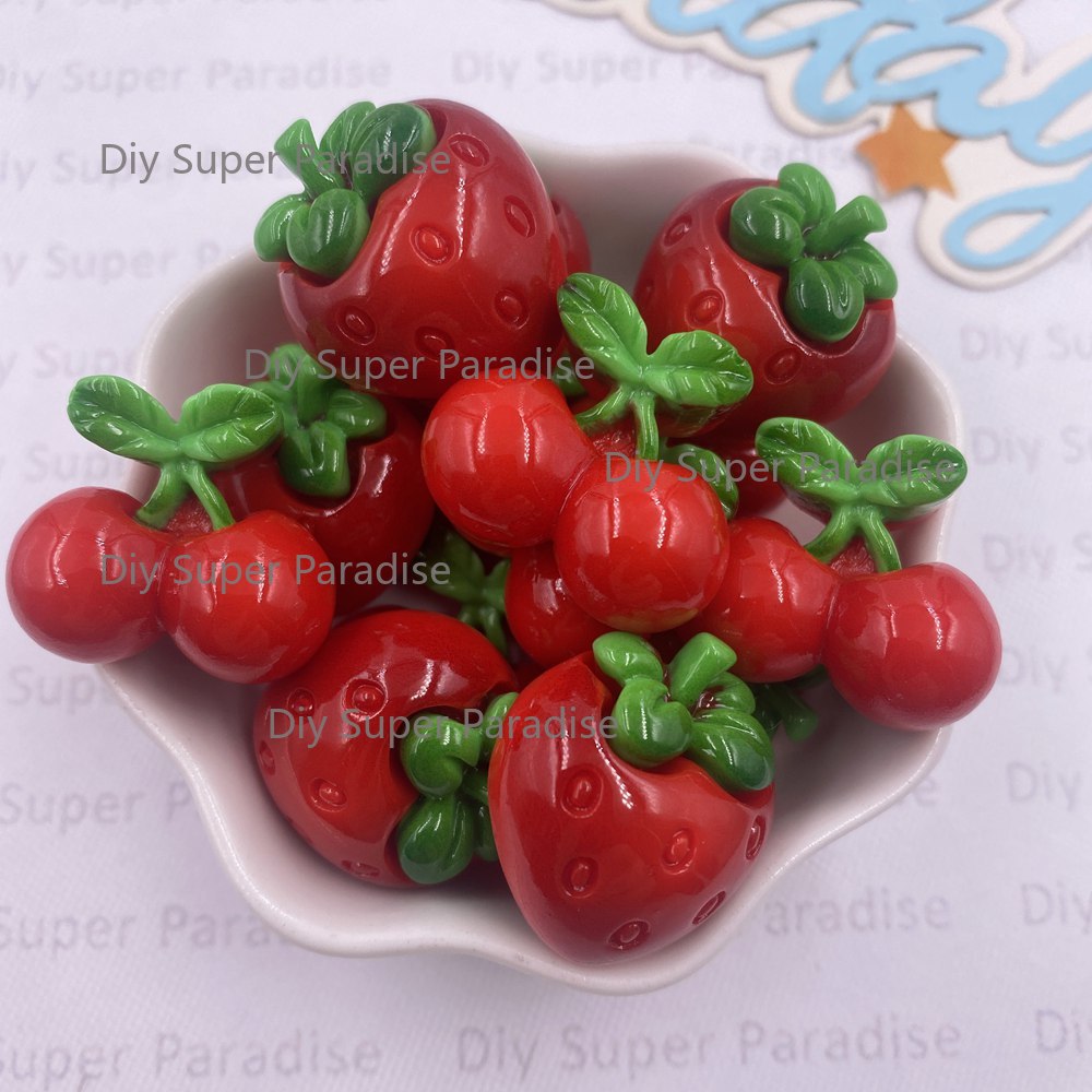 Paradise Jewelry & Watches Llc - 8 SZT. Żywiczne Kawaii Kolorowe Czerwone