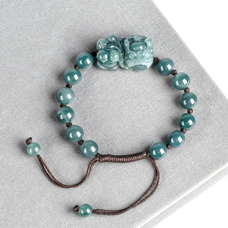 Jewelry & Watches Spółka Z Ograniczoną Odpowiedzialnością Sp Z Oo - Birmański jadeit Pixiu bransoletki niebieski Amulet