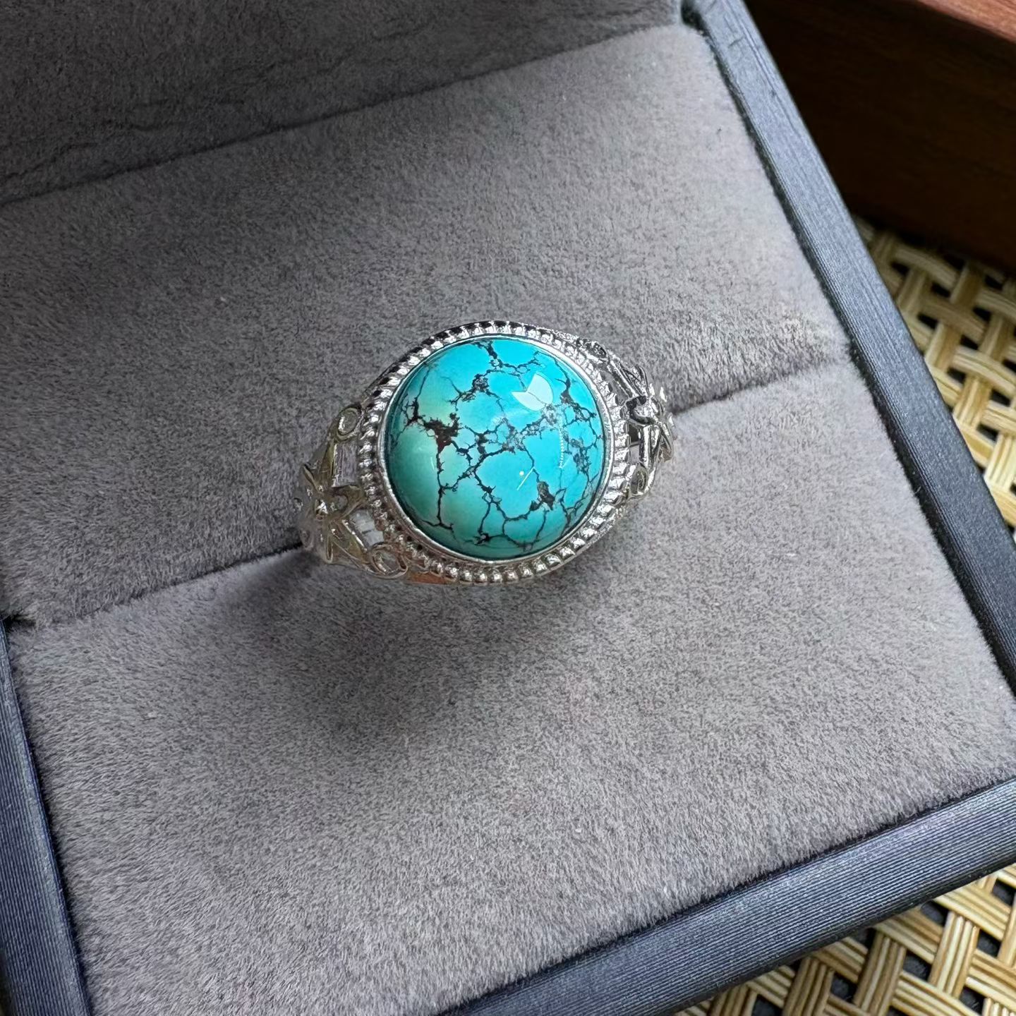 1 szt. Pierścionek z naturalny – Turquoise Stone Ring recenzja i cena