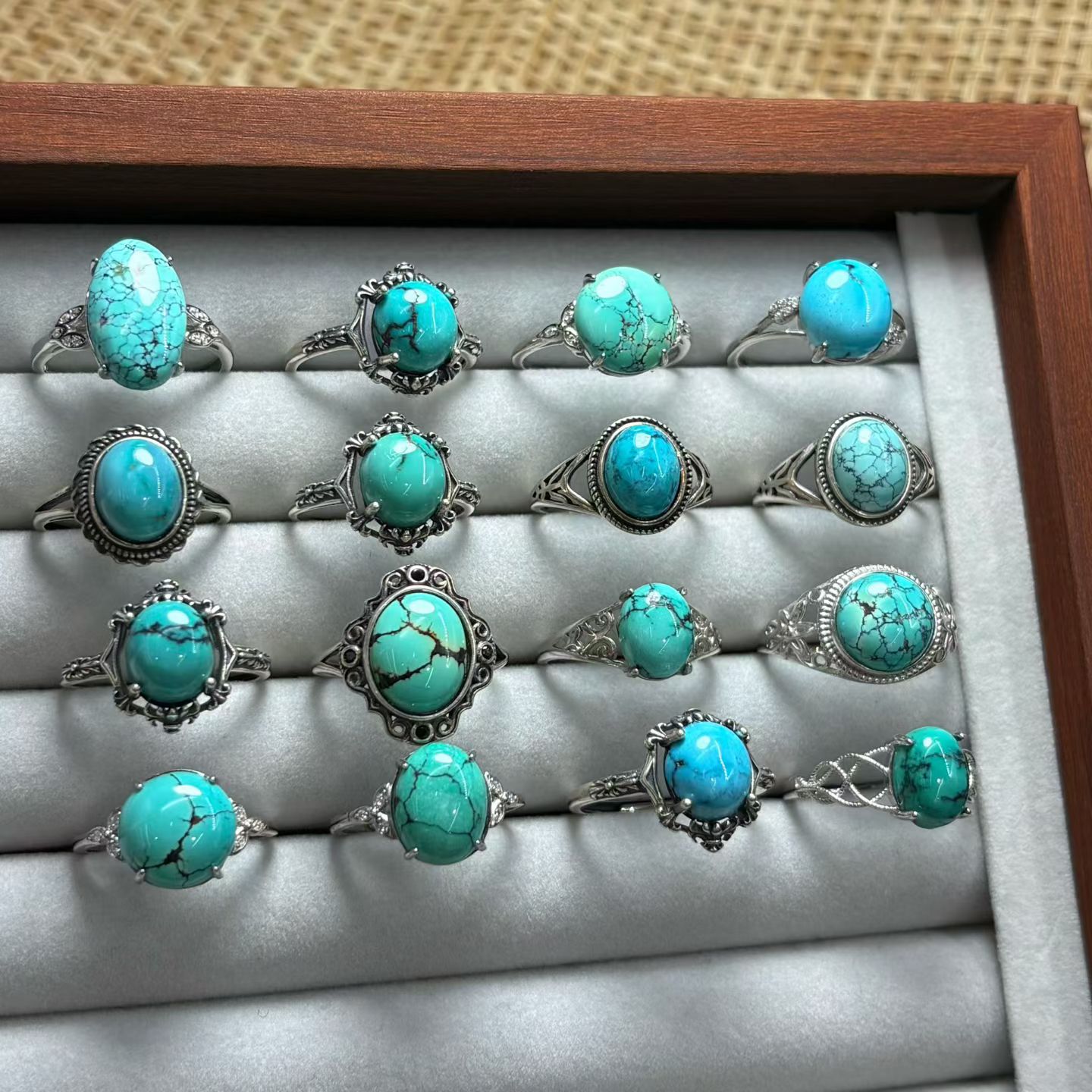 1 szt. Pierścionek z naturalny – Turquoise Stone Ring recenzja i cena