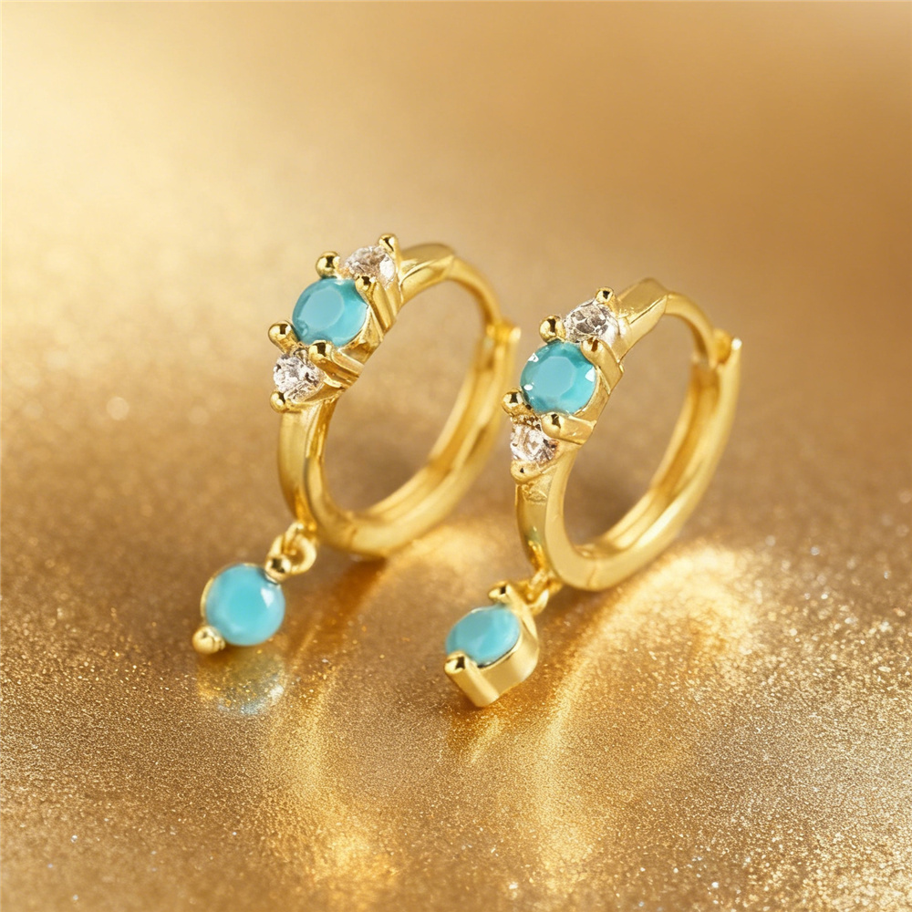 Urocze damskie kolczyki koła z – Turquoise Stone Ring recenzja i cena