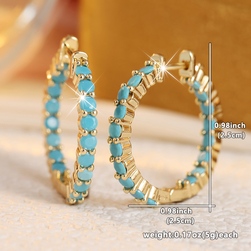 Etniczne kolczyki koła z imita – Turquoise Stone Ring recenzja i cena