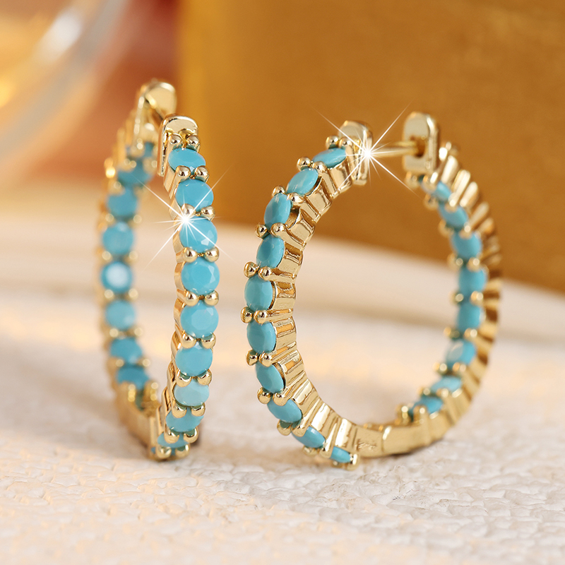 Etniczne kolczyki koła z imita – Turquoise Stone Ring recenzja i cena