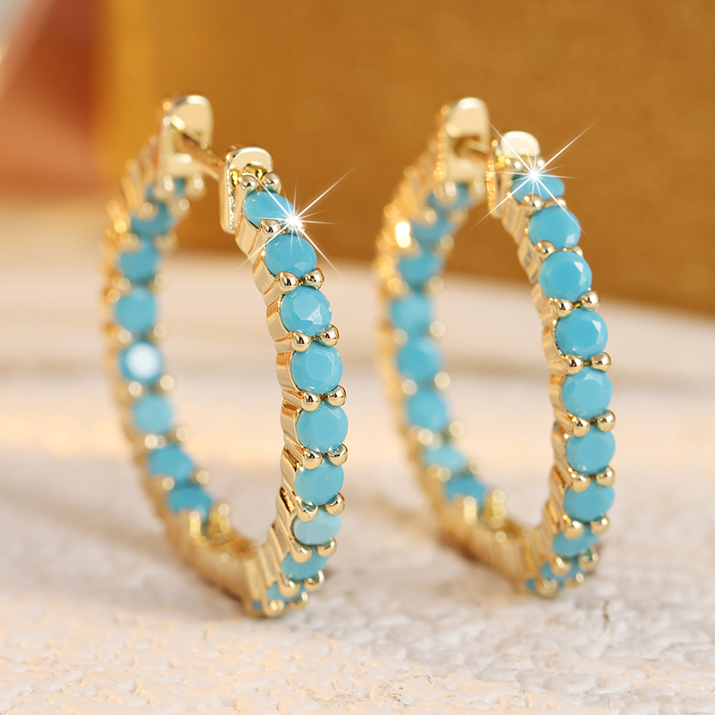Etniczne kolczyki koła z imita – Turquoise Stone Ring recenzja i cena