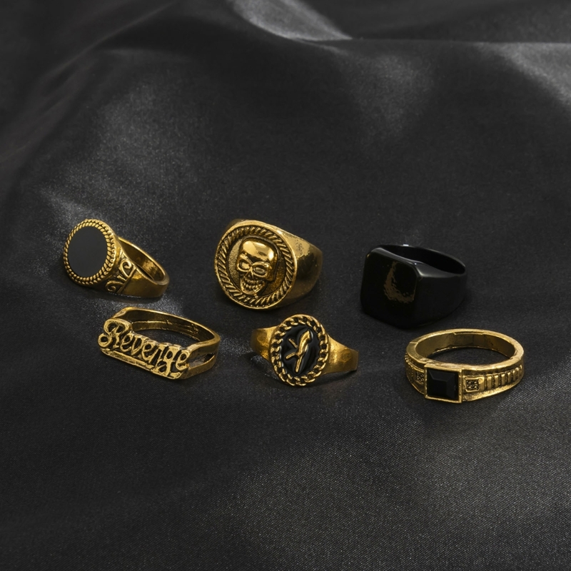 6 sztuk/zestaw modnego zestawu – Gothic Skull Ring recenzja i cena