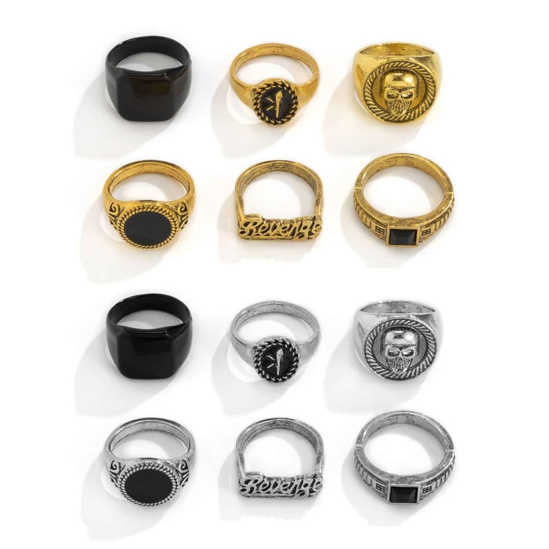 6 sztuk/zestaw modnego zestawu – Gothic Skull Ring recenzja i cena