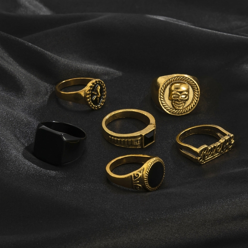 6 sztuk/zestaw modnego zestawu – Gothic Skull Ring recenzja i cena