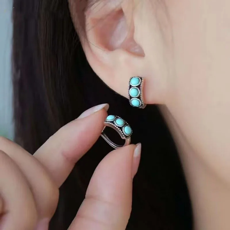 Kolczyki koła w stylu vintage  – Turquoise Stone Ring recenzja i cena