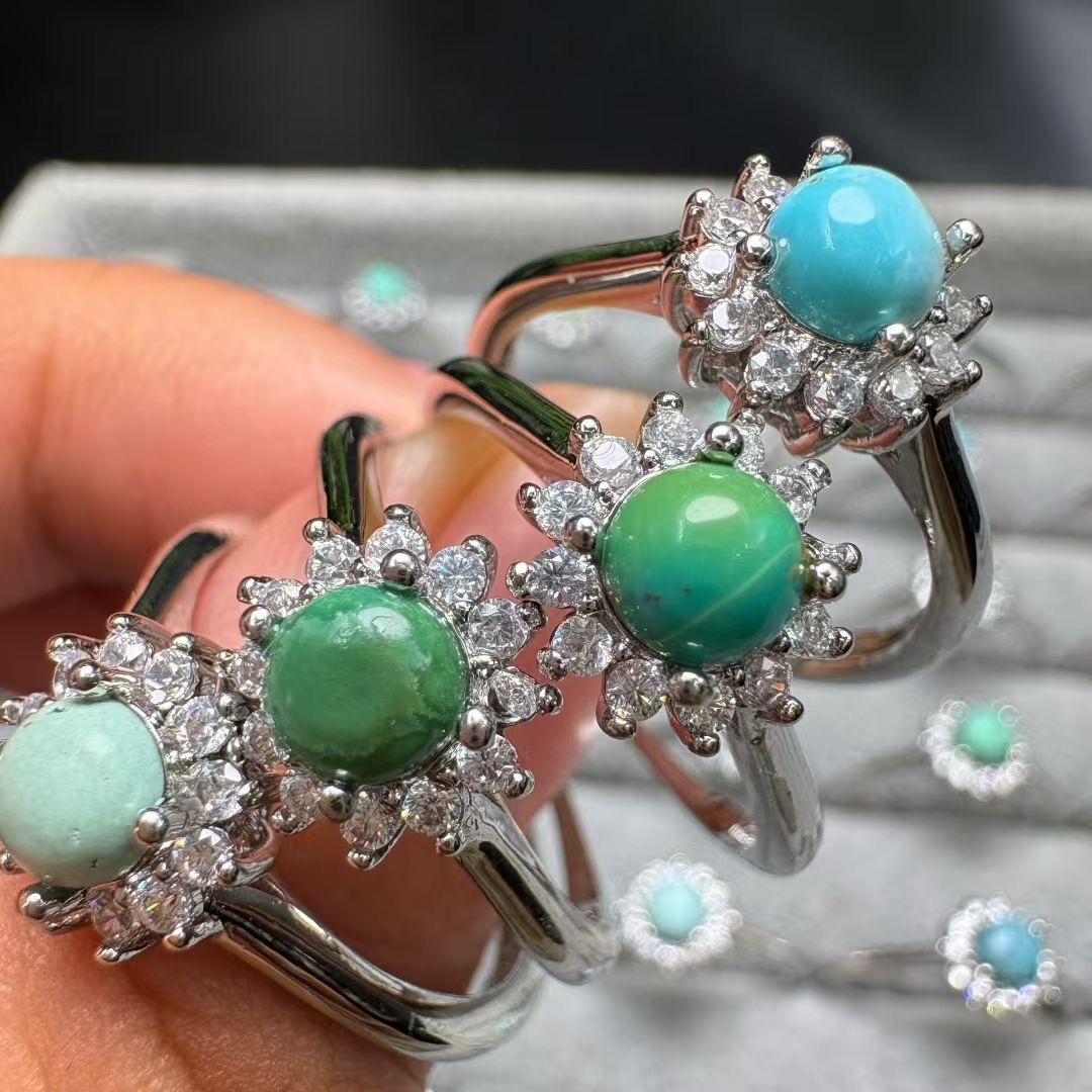 1 szt. Pierścionek Fengbaowu z – Turquoise Stone Ring recenzja i cena